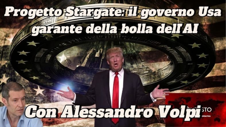 Progetto Stargate: il governo statunitense unico garante della bolla dell’intelligenza artificiale Donald Trump si trova davanti a un UFO mentre Progetto Stargate esplora il ruolo del governo statunitense nell'IA con Alessandro Volpi.